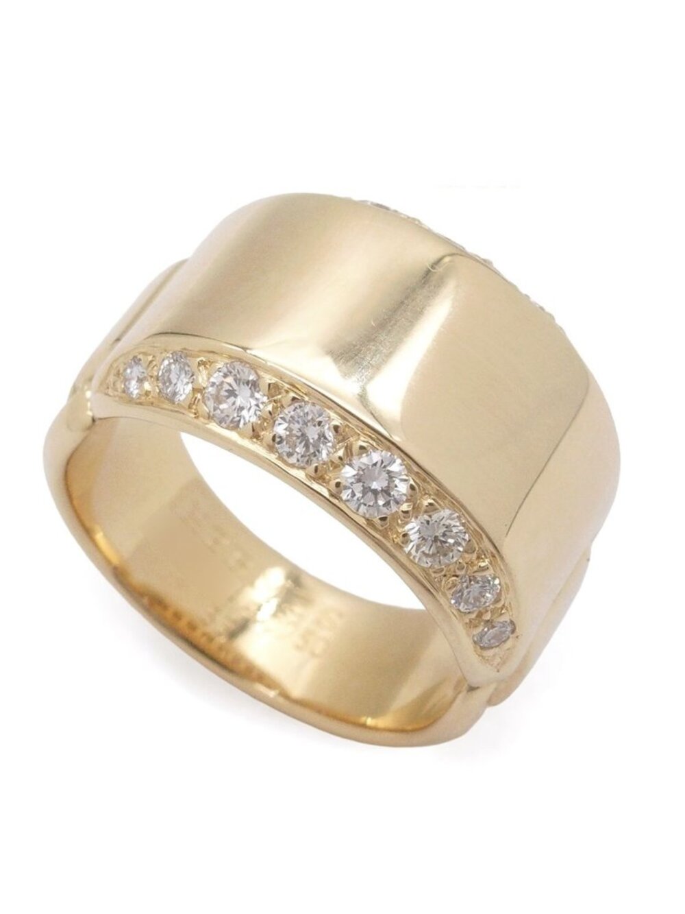 Hermes Belt Motif Ring Yellow Gold Diamond 56